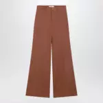 Chloé Flared cotton trousers in nougat colour