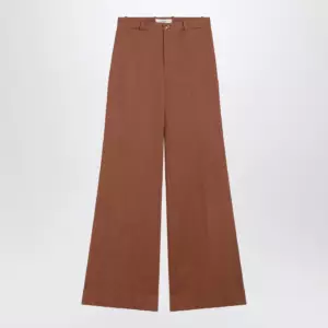 Chloé Flared cotton trousers in nougat colour