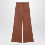 Chloé Flared cotton trousers in nougat colour