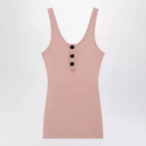 Chloé Fitted Henley tank top in ribbed organic cotton, pink