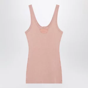 Chloé Fitted Henley tank top in ribbed organic cotton, pink