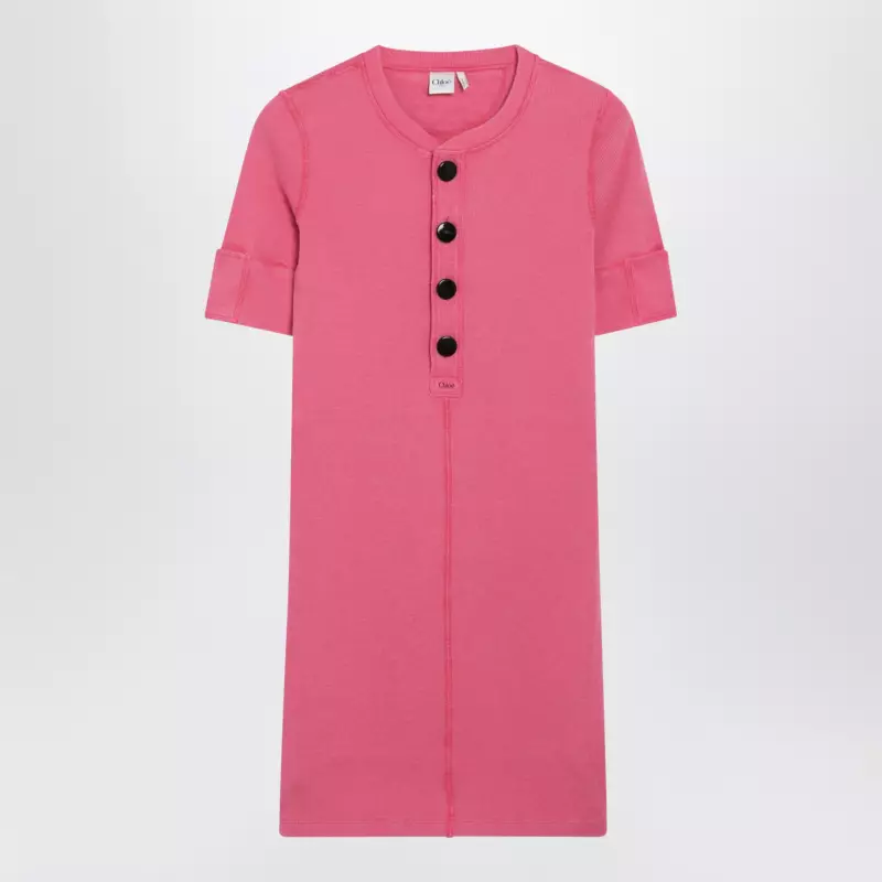 Chloé Pink Henley mini dress in cotton jersey