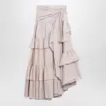 Chloé Long ruffled cotton poplin skirt in pink