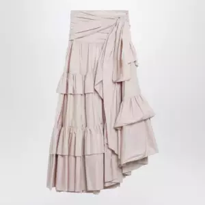 Chloé Long ruffled cotton poplin skirt in pink
