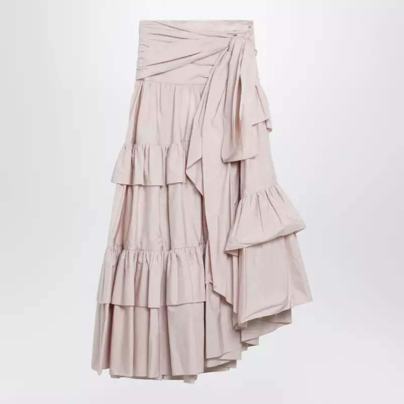 Chloé Long ruffled cotton poplin skirt in pink