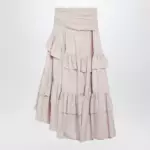 Chloé Long ruffled cotton poplin skirt in pink