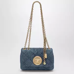 Chloé Heritage small quilted denim shoulder bag in blue