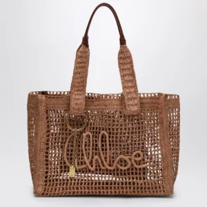 Chloé East-West Summer Banana Tote Bag Summery Beige in Raffia
