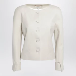 Chloé Fitted jacket in desert brown grain de poudre wool