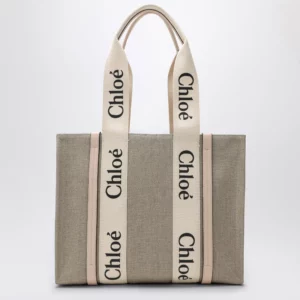 Chloé Medium Woody tote bag in beige canvas