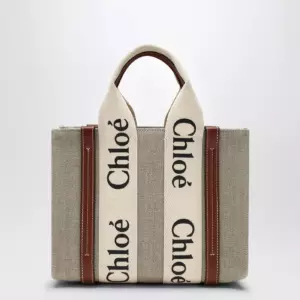 Chloé Woody little bag in beige canvas
