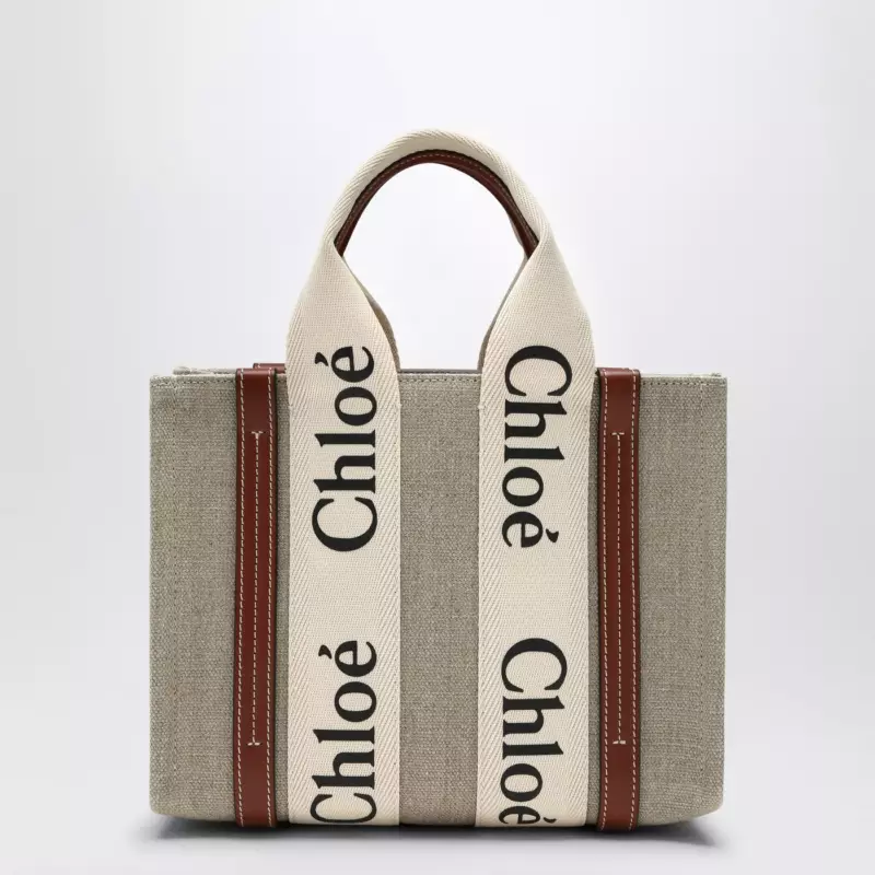 Chloé Woody little bag in beige canvas