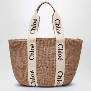 Chloé Woody large basket bag with white ribbon