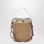 Chloé Small Woody raffia bucket bag
