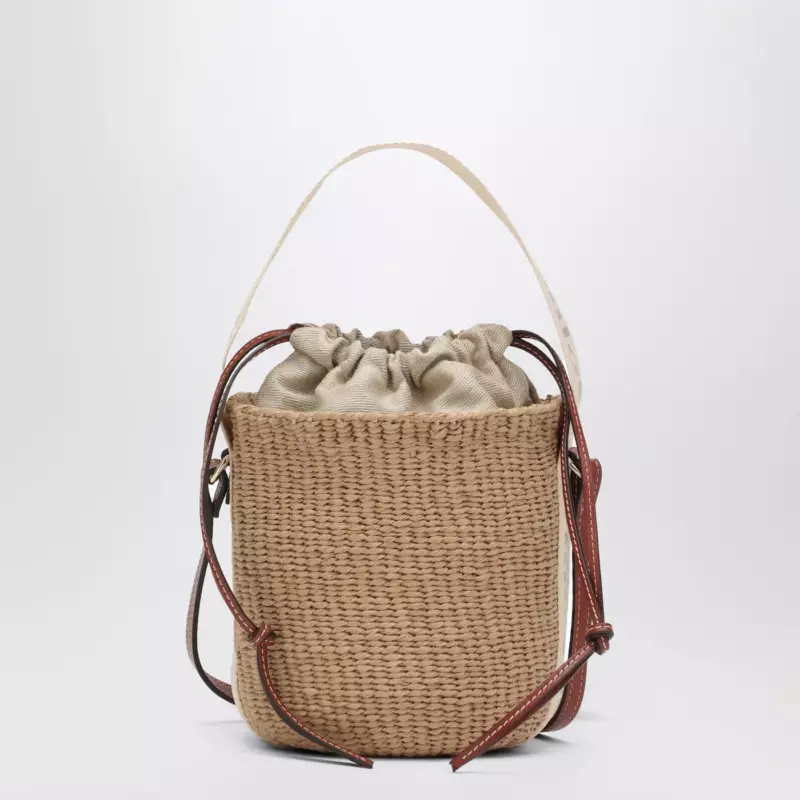 Chloé Small Woody raffia bucket bag