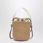 Chloé Small Woody raffia bucket bag