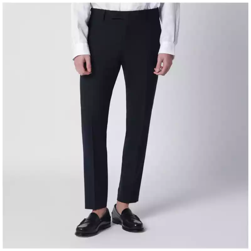 PT Torino Navy blue wool-blend trousers