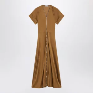 LEMAIRE Cinnamon-brown zip-up dress in cotton-viscose jersey