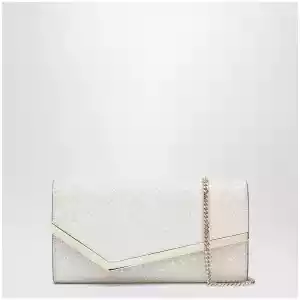 Jimmy Choo Emmie Pouch With Light Gold Micro-Glitter