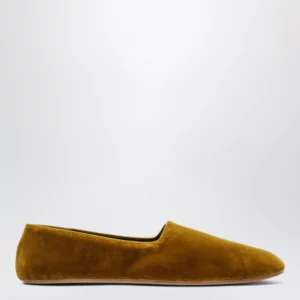 The Row Ponti velvet slip-on slippers in mustard