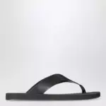 The Row Black Dune leather flip-flops