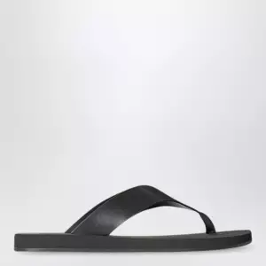 The Row Black Dune leather flip-flops