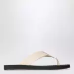 The Row Ginza calfskin leather thong sandal in ivory/black