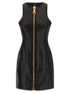 Balmain Maxi Zip Leather Dress