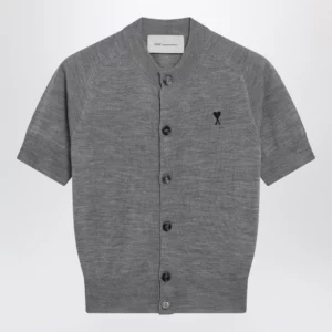 Ami Paris Grey Ami De Coeur wool cardigan