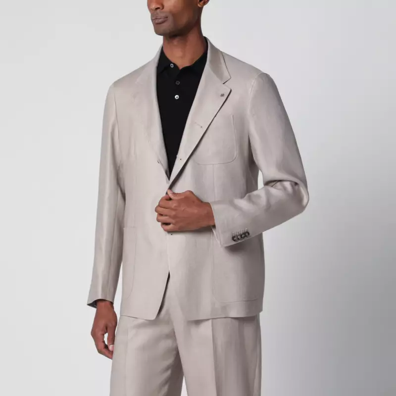 Tagliatore Single-breasted blazer in beige linen