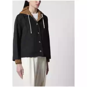 HERNO Reversible Jacket Blue/Caramel in Cotton Gabardine