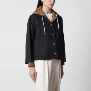 HERNO Reversible Jacket Blue/Caramel in Cotton Gabardine