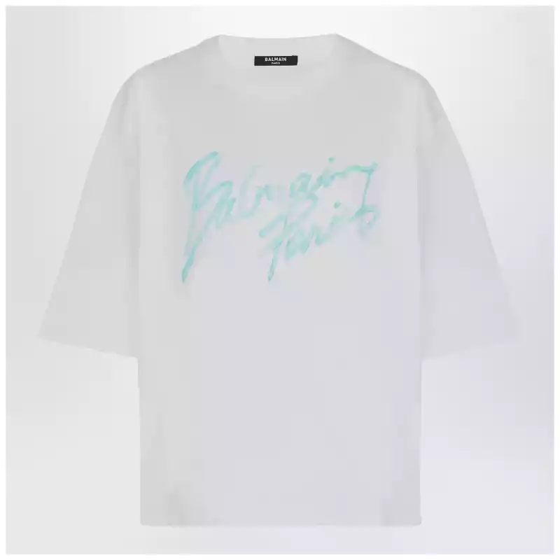 Balmain Oversized white T-shirt with logo print