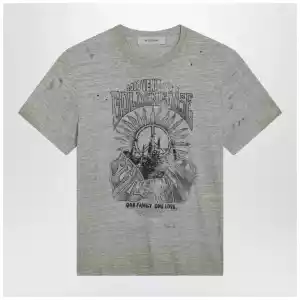Golden Goose Grey vintage-effect T-shirt with print