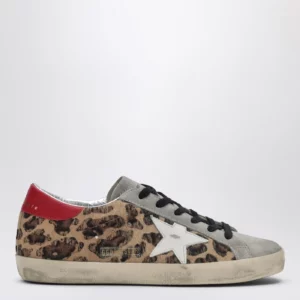 Golden Goose Super-star sneakers in leopard-print pony hair