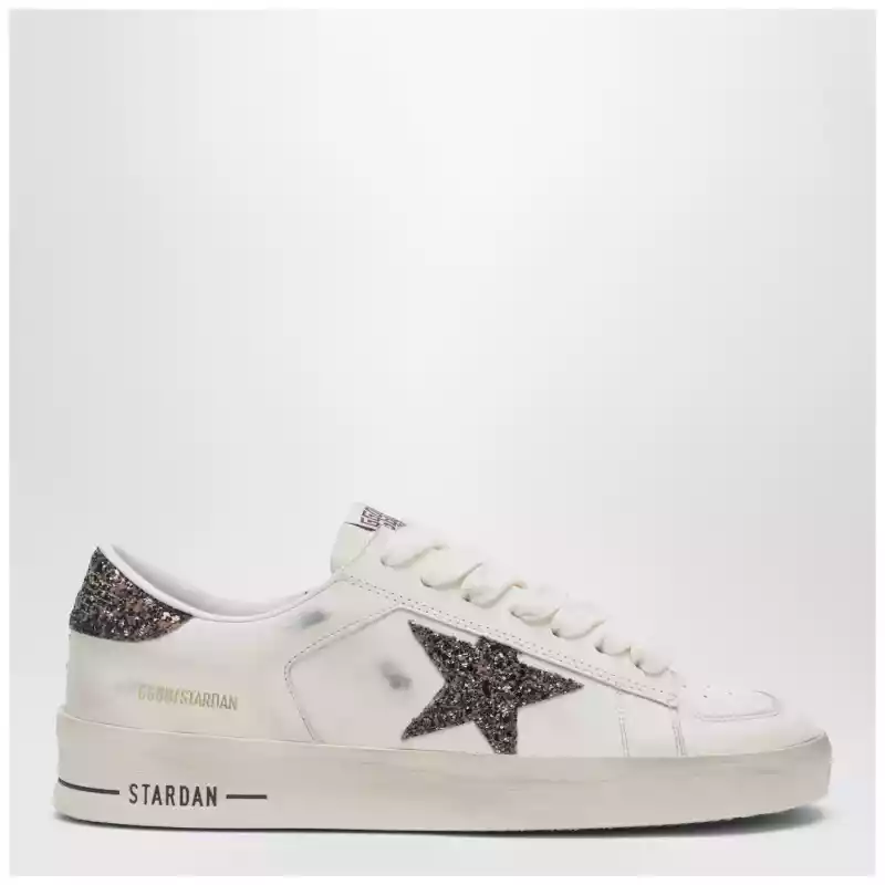 Golden Goose Stardan sneaker in white leather and brown glitter