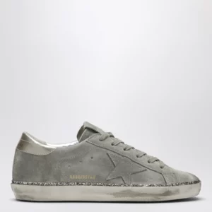 Golden Goose Super-Star taupe grey/glitter suede sneakers