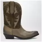 Golden Goose Wish Star boots in khaki leather and suede