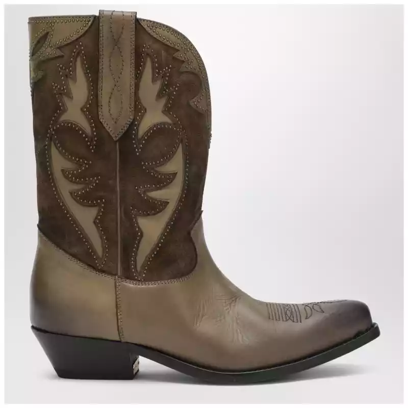 Golden Goose Wish Star boots in khaki leather and suede