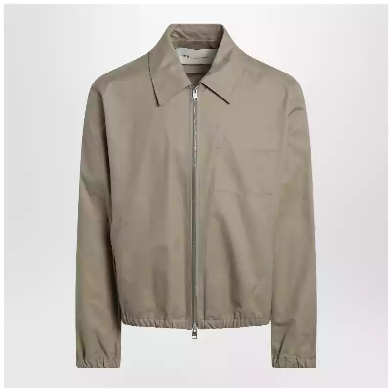 Ami Paris Beige Ami De Coeur zip-up jacket