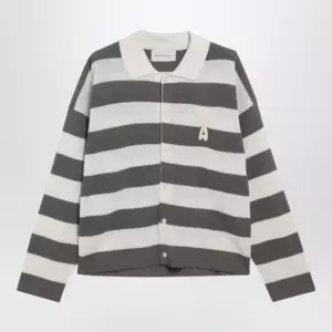 Ami Paris Ami de Coeur striped cotton knit cardigan