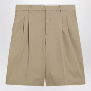 Ami Paris Beige pleated bermuda shorts in cotton