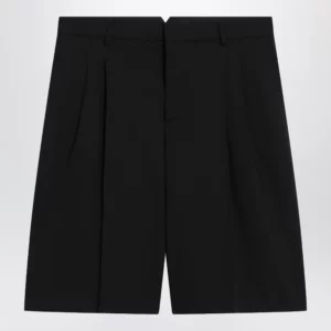 Ami Paris Black pleated bermuda shorts in cotton