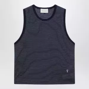 Ami Paris Striped tank top Ink/White with logo