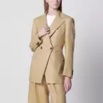 Tagliatore Single-breasted blazer in beige linen