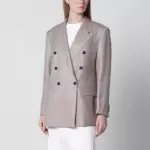 Tagliatore Double-breasted blazer in grey wool and silk blend