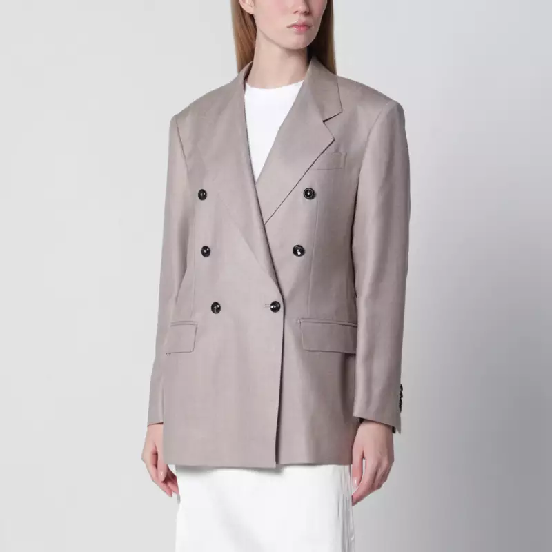 Tagliatore Double-breasted blazer in grey wool and silk blend