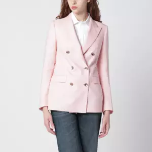 Tagliatore Pink double-breasted linen jacket
