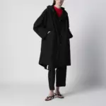 Jil Sander Mid-length hooded parka in waterproof cotton, black
