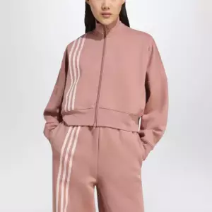 adidas Originals Off Placed 3-Stripes zip sweatshirt pink